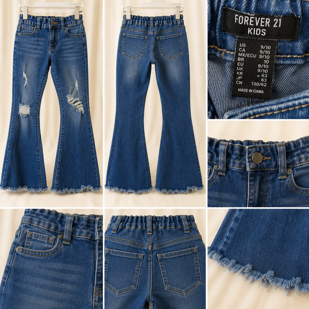Forever 21 Kids 9/10 Flare Jeans Y2K Distressed Bell Bottom Western Festival